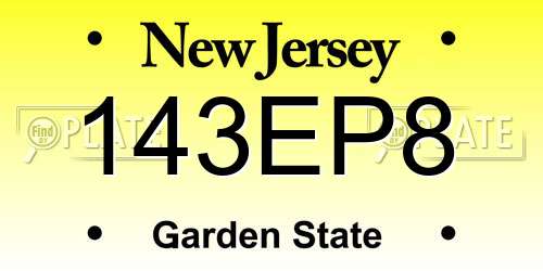 143EP8 New Jersey License Plate