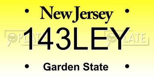 143LEY New Jersey License Plate