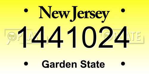 1441024 New Jersey License Plate