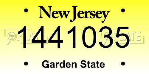 1441035 New Jersey License Plate