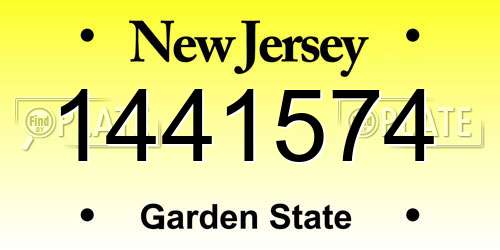 1441574 New Jersey License Plate