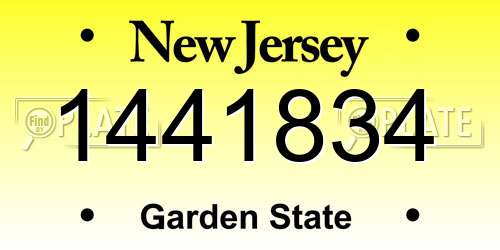 1441834 New Jersey License Plate
