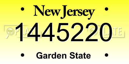 1445220 New Jersey License Plate