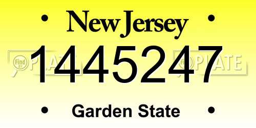 1445247 New Jersey License Plate