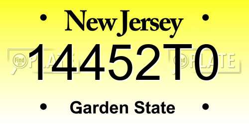 14452T0 New Jersey License Plate