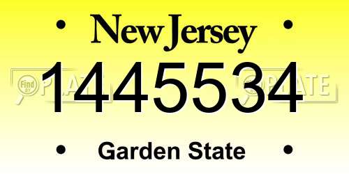 1445534 New Jersey License Plate