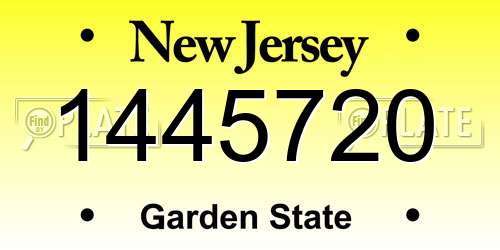 1445720 New Jersey License Plate
