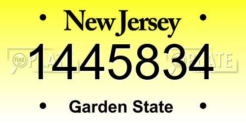 1445834 New Jersey License Plate