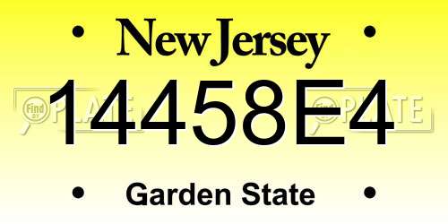 14458E4 New Jersey License Plate