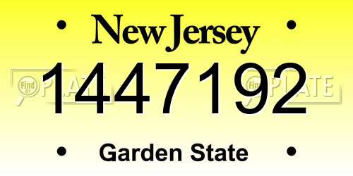 1447192 New Jersey License Plate