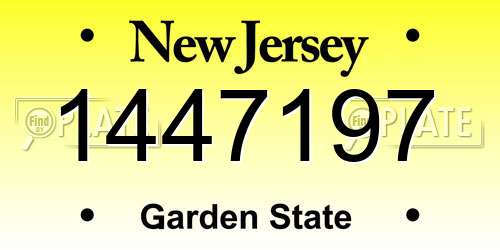 1447197 New Jersey License Plate