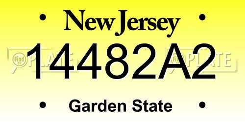 14482A2 New Jersey License Plate