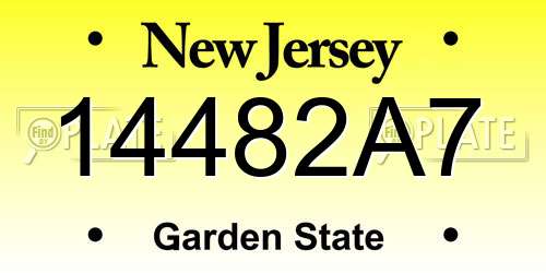 14482A7 New Jersey License Plate