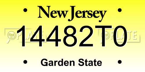 14482T0 New Jersey License Plate