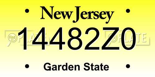 14482Z0 New Jersey License Plate