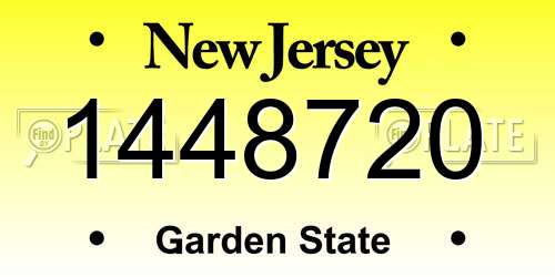 1448720 New Jersey License Plate