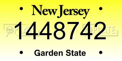 1448742 New Jersey License Plate