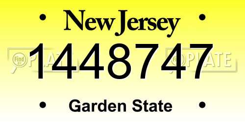 1448747 New Jersey License Plate