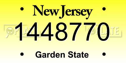 1448770 New Jersey License Plate