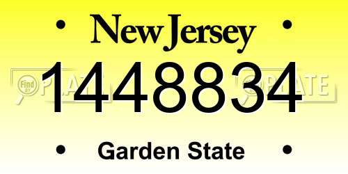 1448834 New Jersey License Plate
