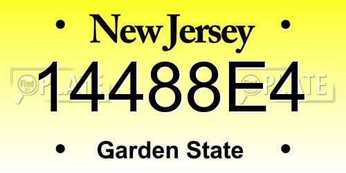 14488E4 New Jersey License Plate