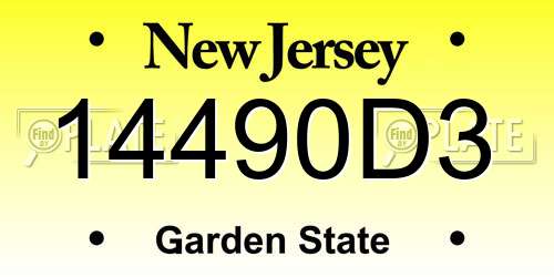 14490D3 New Jersey License Plate
