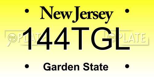 144TGL New Jersey License Plate