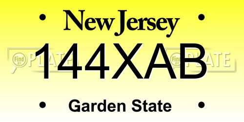 144XAB New Jersey License Plate
