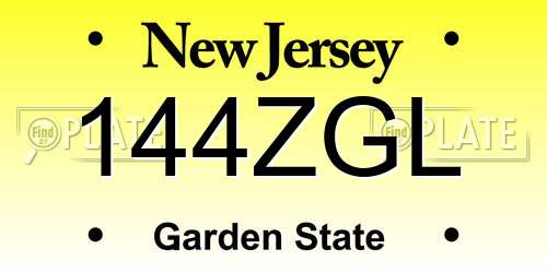 144ZGL New Jersey License Plate