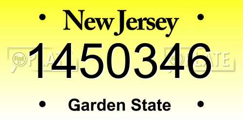 1450346 New Jersey License Plate