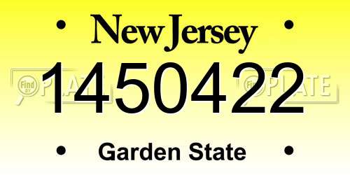 1450422 New Jersey License Plate
