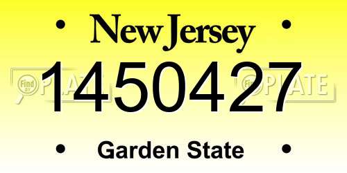 1450427 New Jersey License Plate
