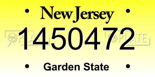 1450472 New Jersey License Plate