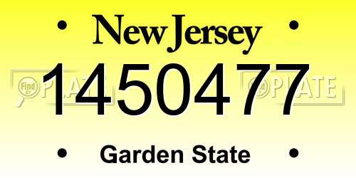 1450477 New Jersey License Plate