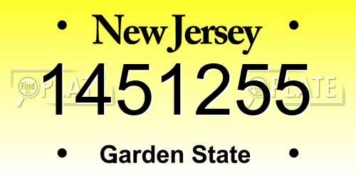 1451255 New Jersey License Plate