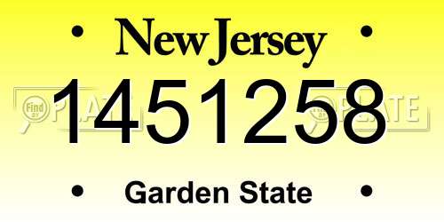 1451258 New Jersey License Plate