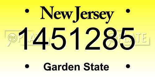 1451285 New Jersey License Plate