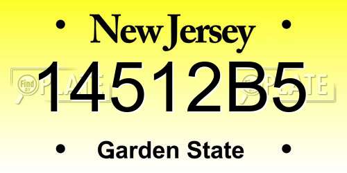 14512B5 New Jersey License Plate