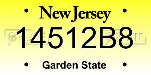 14512B8 New Jersey License Plate