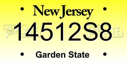 14512S8 New Jersey License Plate