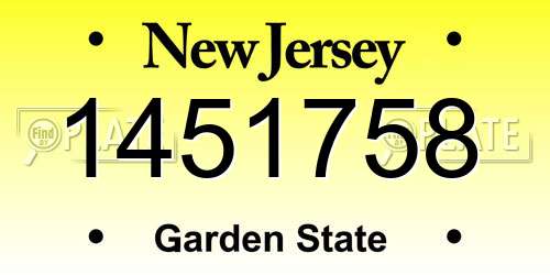 1451758 New Jersey License Plate