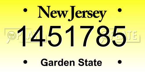 1451785 New Jersey License Plate