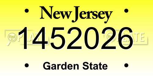 1452026 New Jersey License Plate