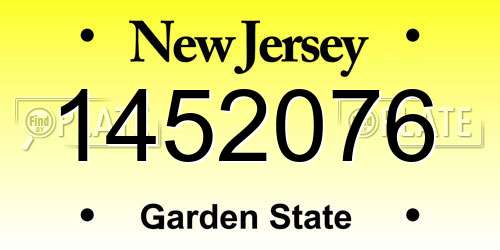 1452076 New Jersey License Plate