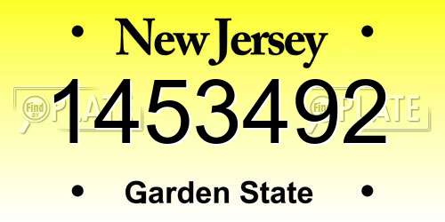 1453492 New Jersey License Plate