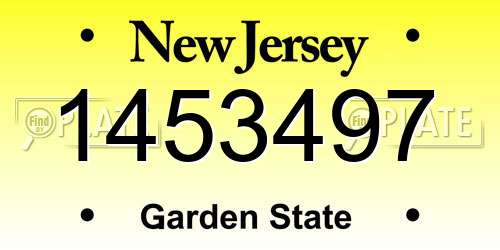 1453497 New Jersey License Plate