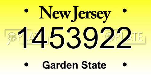 1453922 New Jersey License Plate