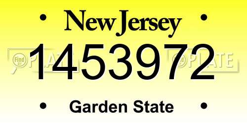 1453972 New Jersey License Plate