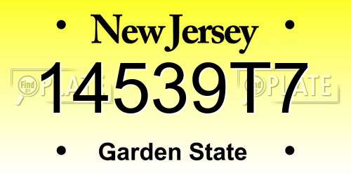 14539T7 New Jersey License Plate