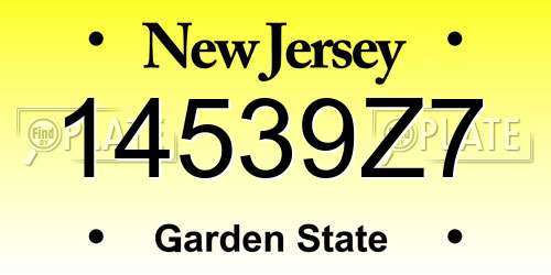 14539Z7 New Jersey License Plate